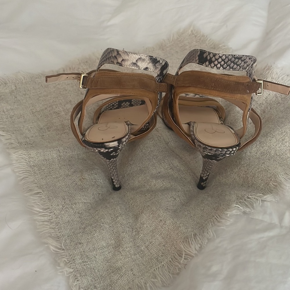 Jessica Simpson Suede And Python Open Toe Strap H… - image 2